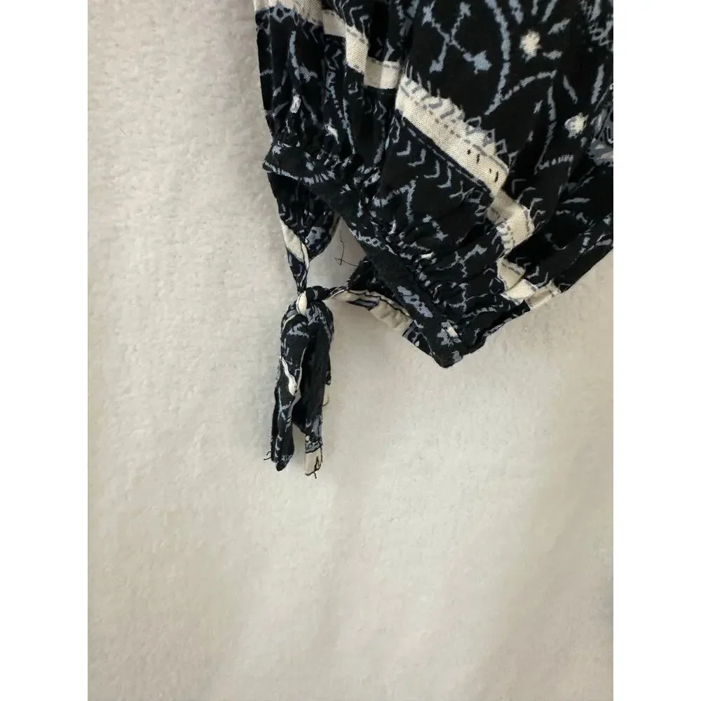 Free People Down by The Bay Tunic Top S Black Boho Flowy